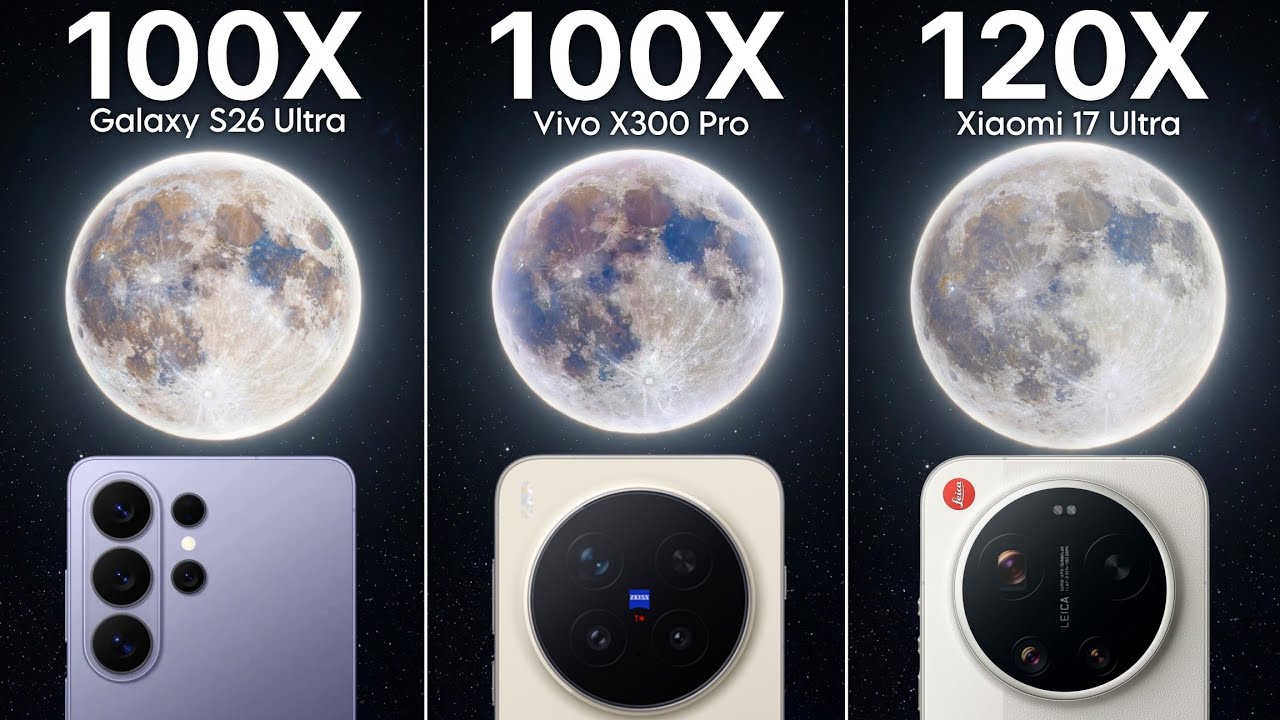 Samsung Galaxy S26 Ultra VS Vivo X300 Pro VS Xiaomi 17 Ultra Live Zoom Comparison
